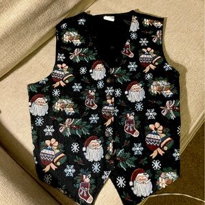 Vintage Bobbie brooks Santa Christmas button up vest